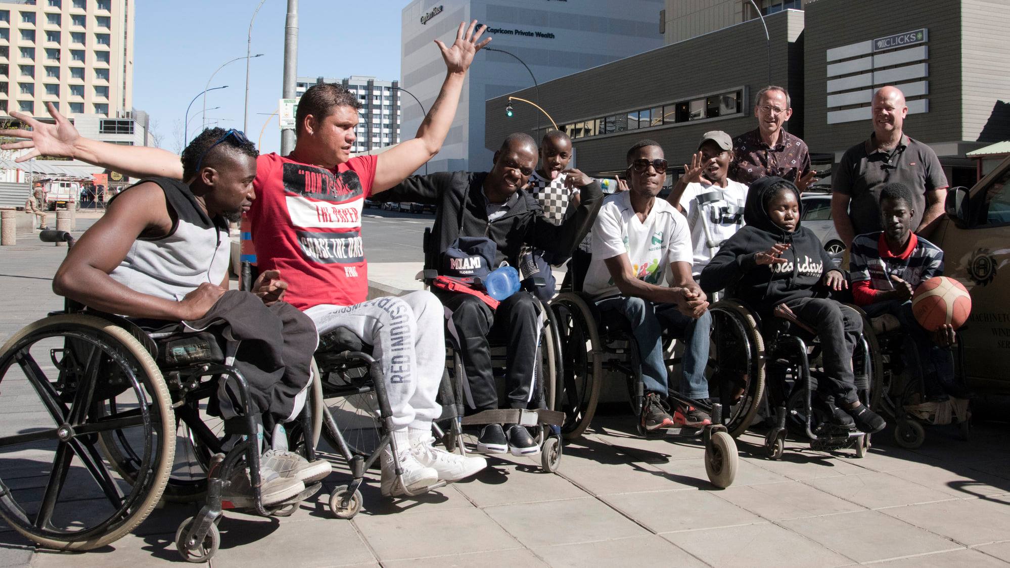 Wheelchairs strolling in Town